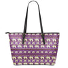 Cute Indian Tribal Elephant Print Leather Tote Bag