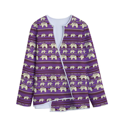 Cute Indian Tribal Elephant Print Long Sleeve Short Coat