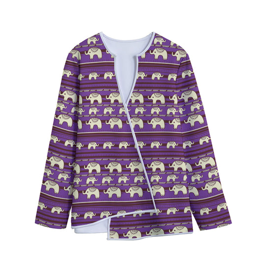 Cute Indian Tribal Elephant Print Long Sleeve Short Coat