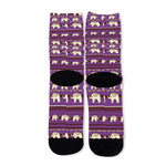 Cute Indian Tribal Elephant Print Long Socks