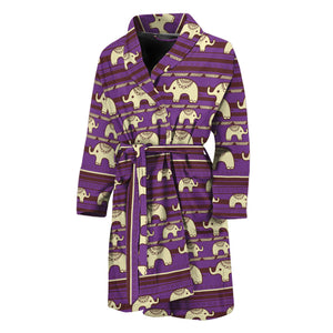 Cute Indian Tribal Elephant Print Men's Bathrobe