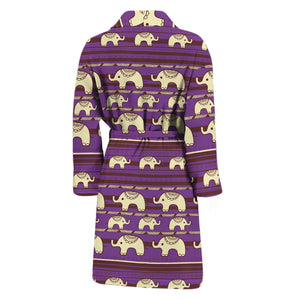 Cute Indian Tribal Elephant Print Men's Bathrobe