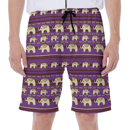 Cute Indian Tribal Elephant Print Men's Beach Shorts
