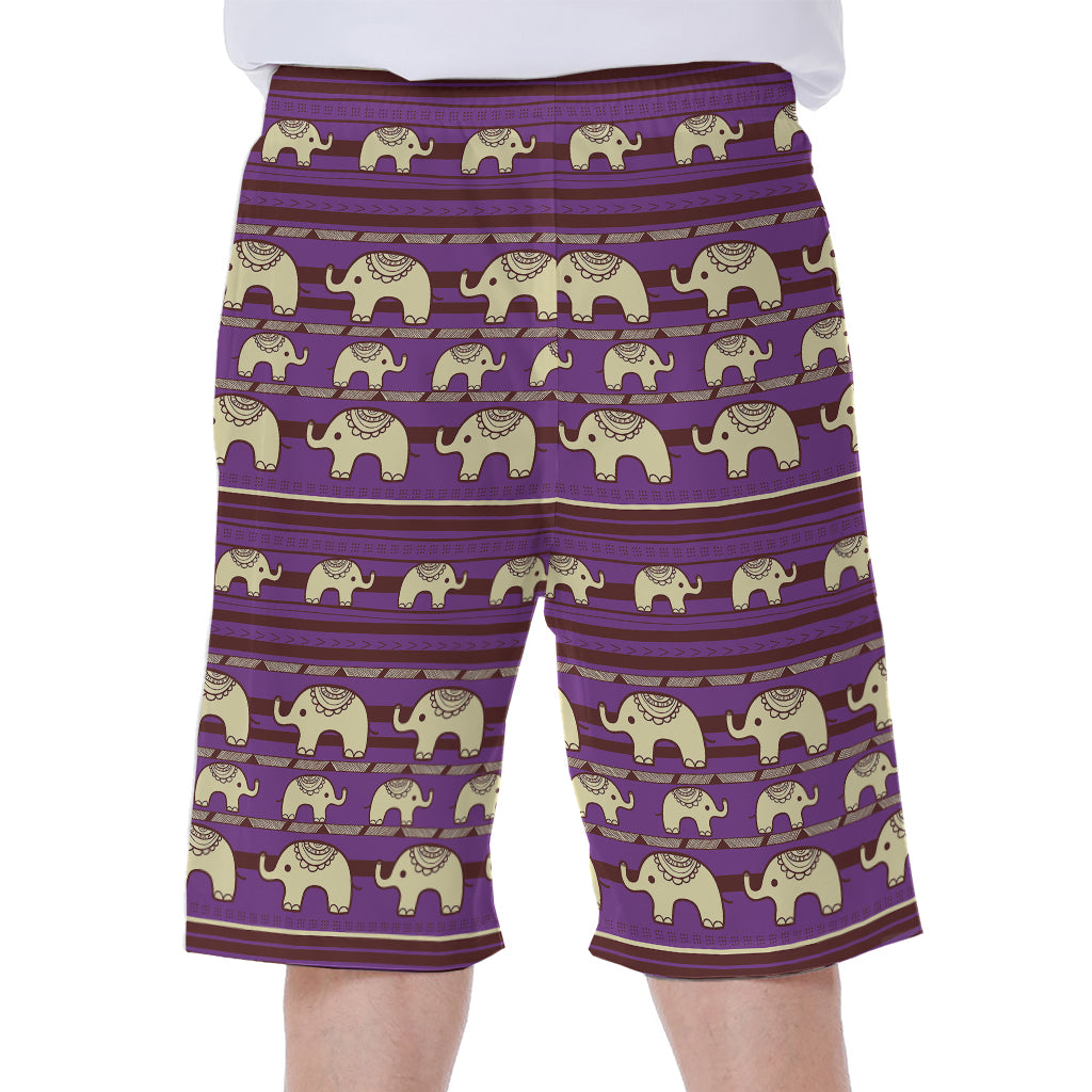Cute Indian Tribal Elephant Print Men's Beach Shorts