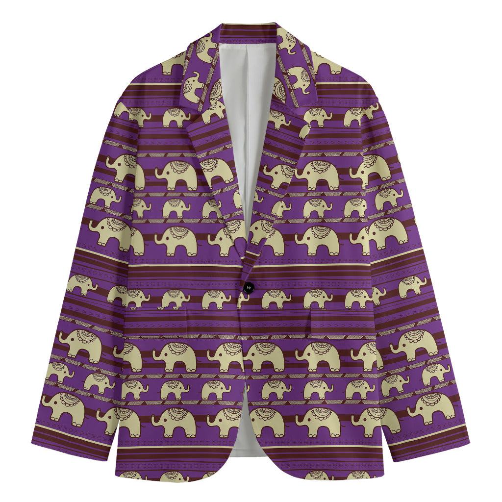 Cute Indian Tribal Elephant Print Men's Blazer