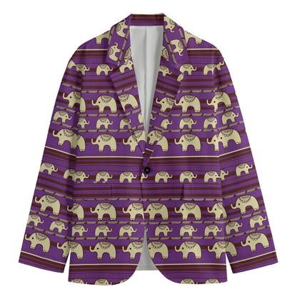 Cute Indian Tribal Elephant Print Men's Blazer