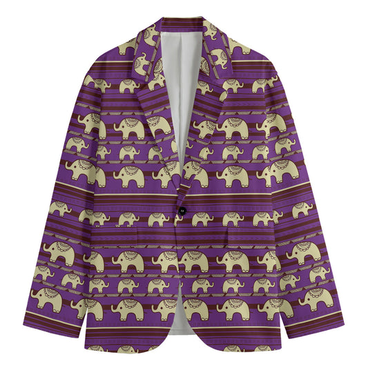 Cute Indian Tribal Elephant Print Men's Blazer