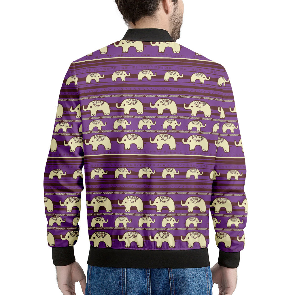 Cute Indian Tribal Elephant Print Men's Bomber Jacket