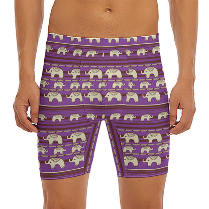 Cute Indian Tribal Elephant Print Men's Long Boxer Briefs