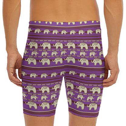 Cute Indian Tribal Elephant Print Men's Long Boxer Briefs