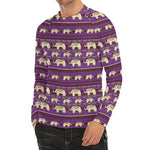 Cute Indian Tribal Elephant Print Men's Long Sleeve Rash Guard