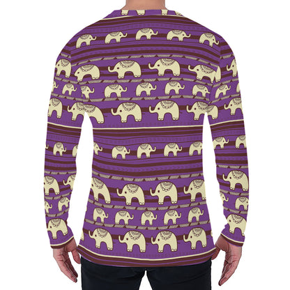 Cute Indian Tribal Elephant Print Men's Long Sleeve T-Shirt
