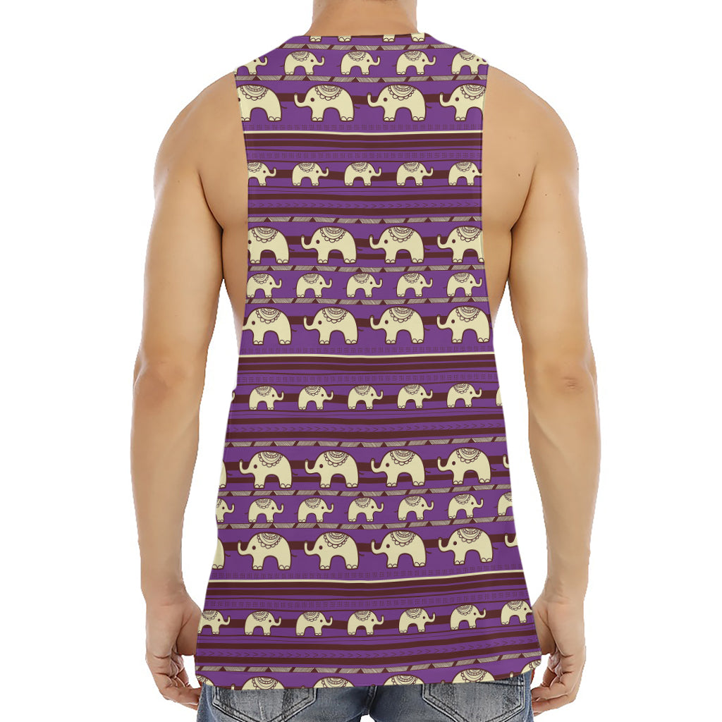Cute Indian Tribal Elephant Print Men's Muscle Tank Top