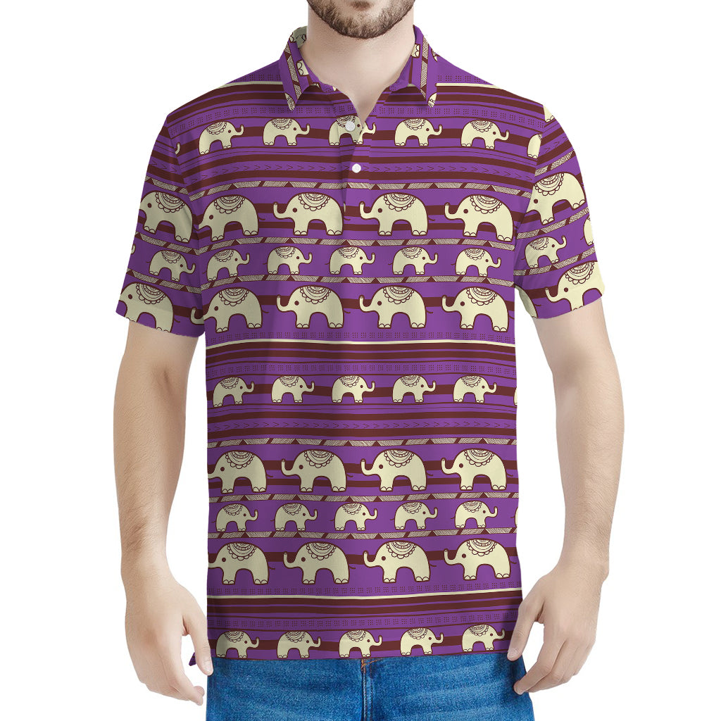 Cute Indian Tribal Elephant Print Men's Polo Shirt