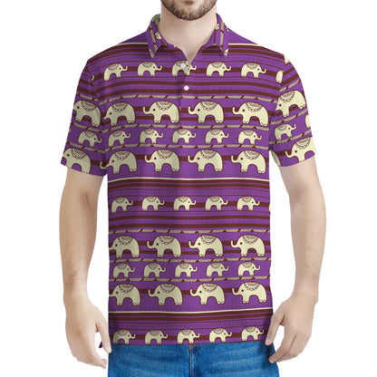 Cute Indian Tribal Elephant Print Men's Polo Shirt