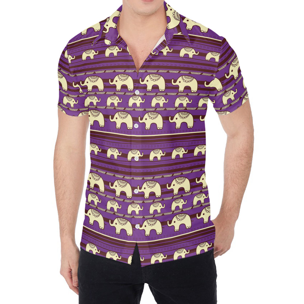 Cute Indian Tribal Elephant Print Men's Shirt
