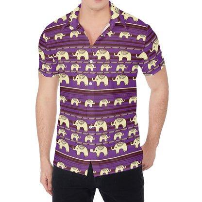 Cute Indian Tribal Elephant Print Men's Shirt