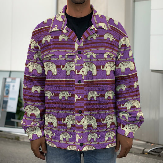 Cute Indian Tribal Elephant Print Men's Shirt Jacket