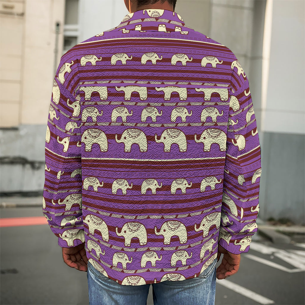 Cute Indian Tribal Elephant Print Men's Shirt Jacket