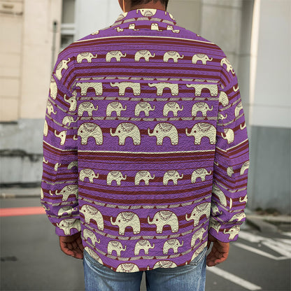 Cute Indian Tribal Elephant Print Men's Shirt Jacket