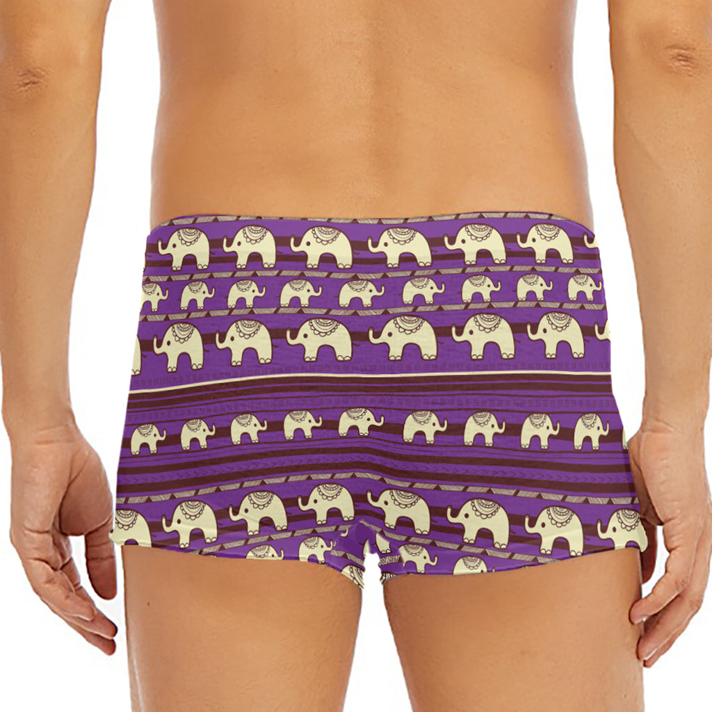 Cute Indian Tribal Elephant Print Men's Short Boxer Briefs
