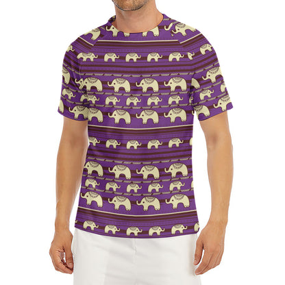 Cute Indian Tribal Elephant Print Men's Short Sleeve Rash Guard