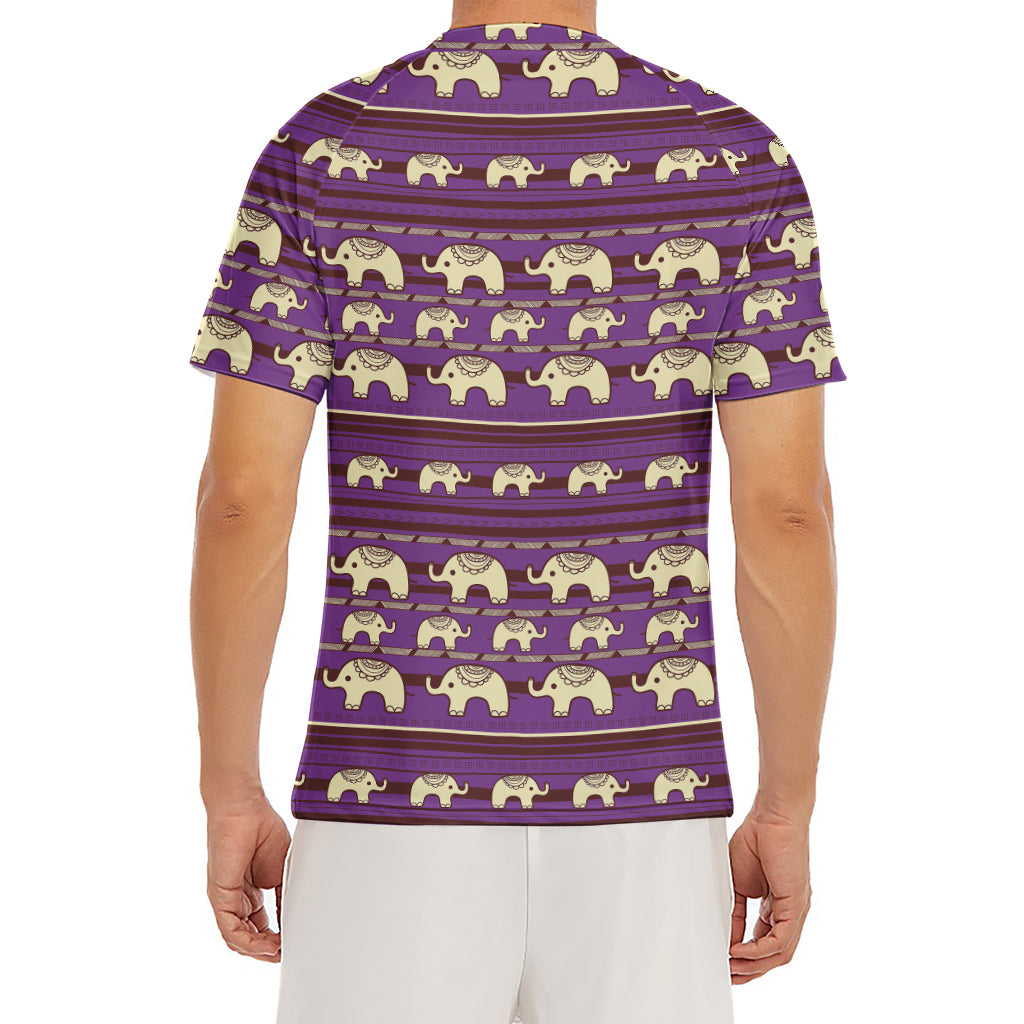 Cute Indian Tribal Elephant Print Men's Short Sleeve Rash Guard