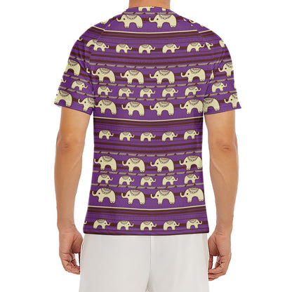 Cute Indian Tribal Elephant Print Men's Short Sleeve Rash Guard