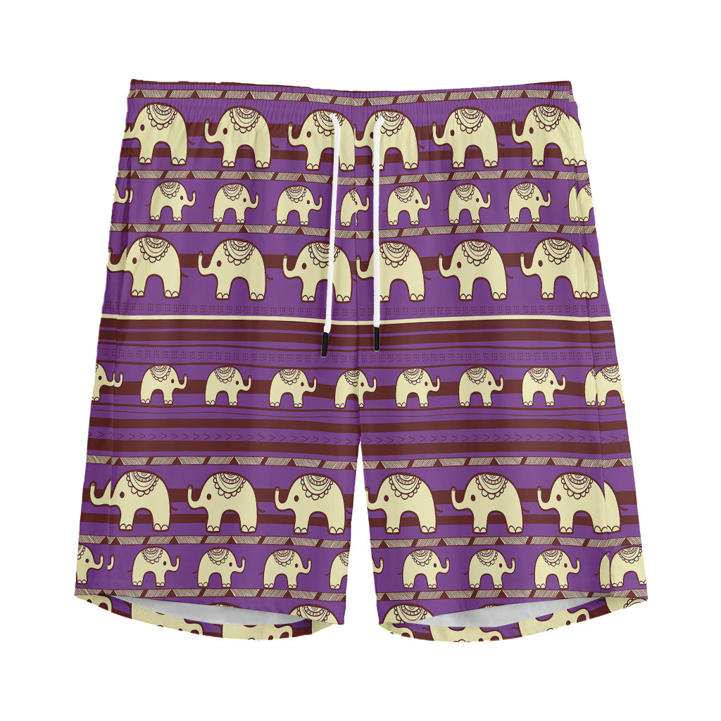 Cute Indian Tribal Elephant Print Men's Sports Shorts