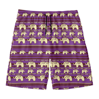 Cute Indian Tribal Elephant Print Men's Swim Trunks