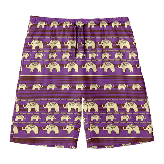 Cute Indian Tribal Elephant Print Men's Swim Trunks