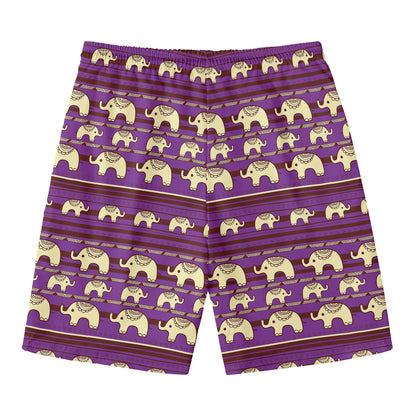 Cute Indian Tribal Elephant Print Men's Swim Trunks