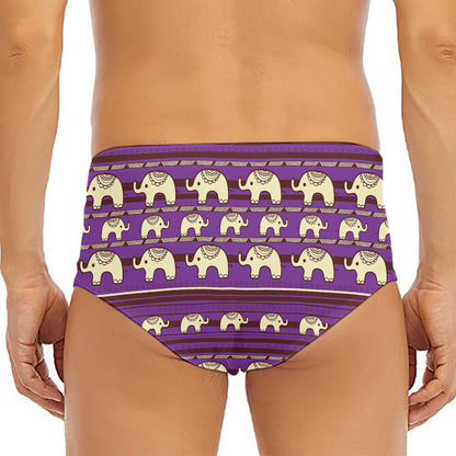 Cute Indian Tribal Elephant Print Men's Triangle Swim Briefs