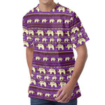 Cute Indian Tribal Elephant Print Men's Velvet T-Shirt