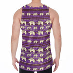 Cute Indian Tribal Elephant Print Men's Velvet Tank Top