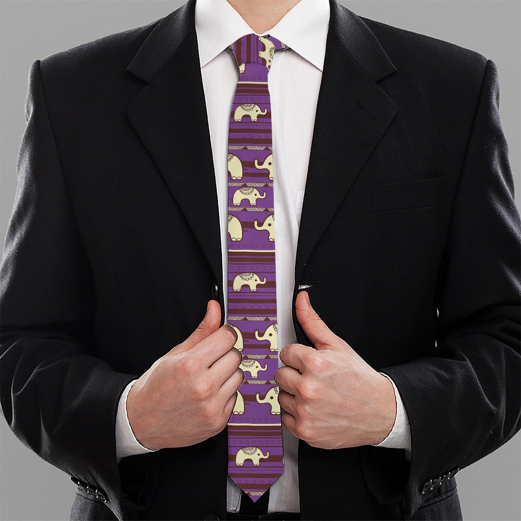 Cute Indian Tribal Elephant Print Necktie