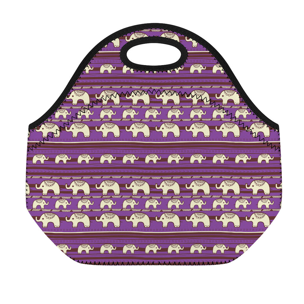 Cute Indian Tribal Elephant Print Neoprene Lunch Bag