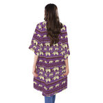 Cute Indian Tribal Elephant Print Open Front Beach Cover Up