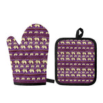 Cute Indian Tribal Elephant Print Oven Mitt And Pot Holder Set