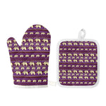 Cute Indian Tribal Elephant Print Oven Mitt And Pot Holder Set