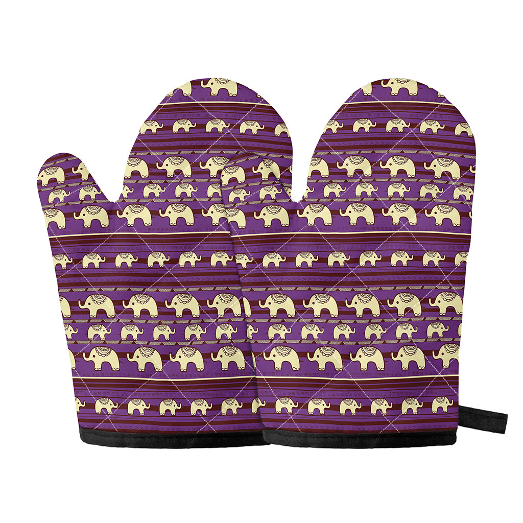 Cute Indian Tribal Elephant Print Oven Mitts