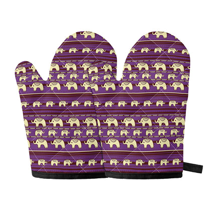 Cute Indian Tribal Elephant Print Oven Mitts