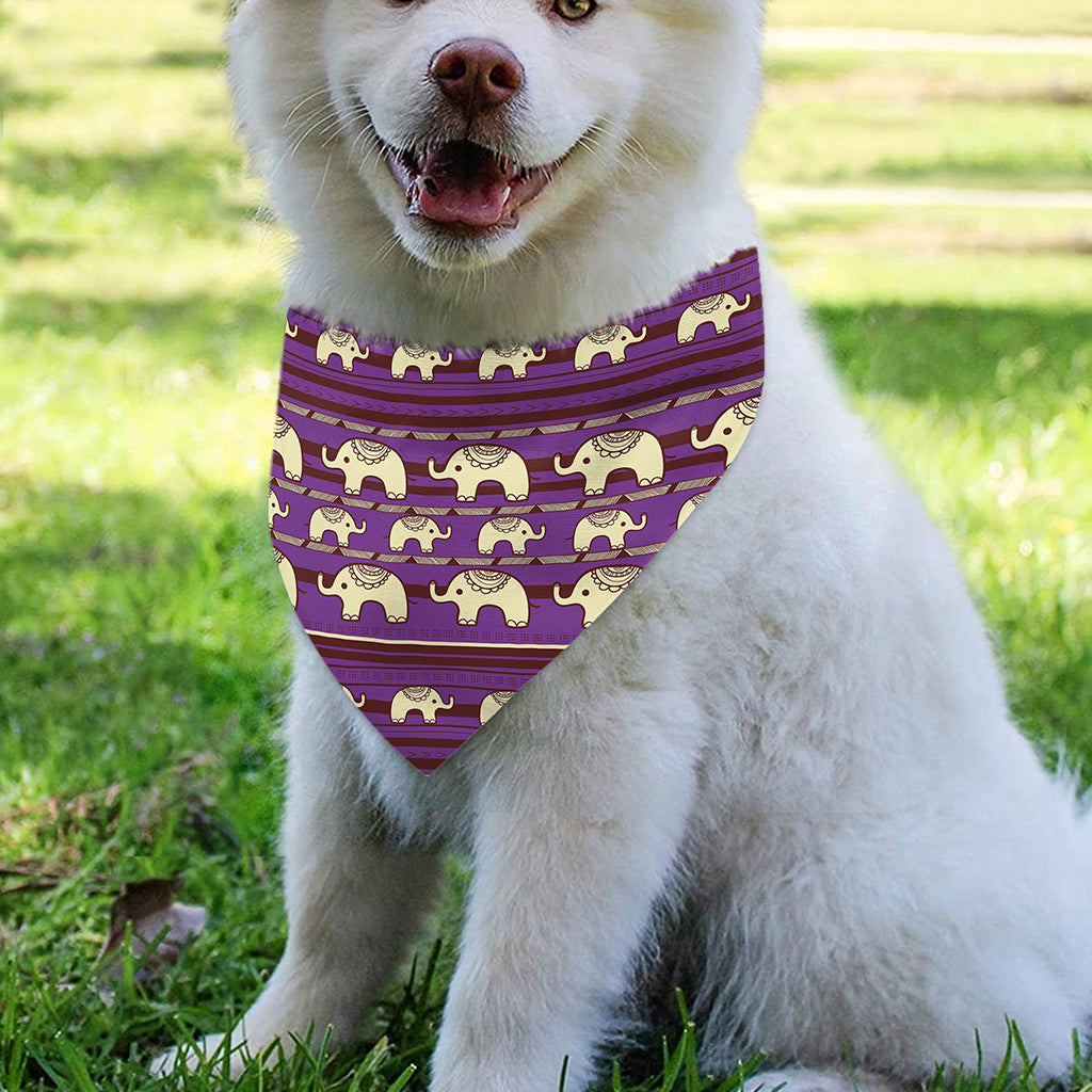Cute Indian Tribal Elephant Print Over The Collar Dog Bandana