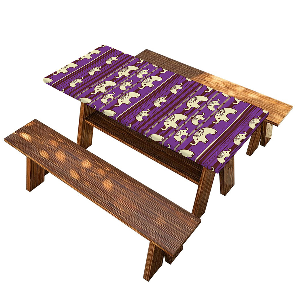 Cute Indian Tribal Elephant Print Picnic Table Cover