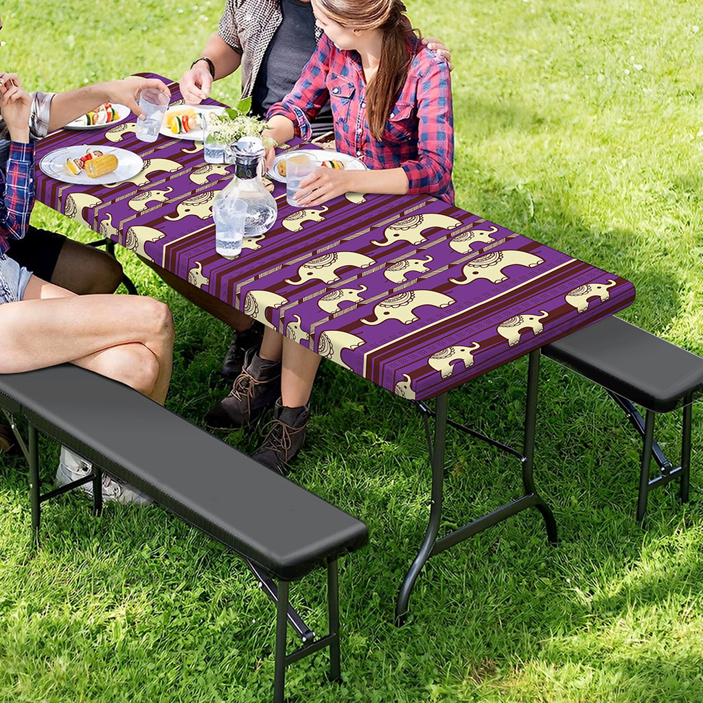 Cute Indian Tribal Elephant Print Picnic Table Cover