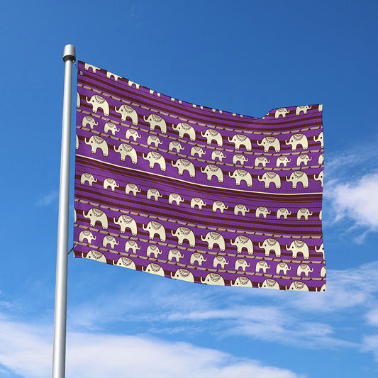 Cute Indian Tribal Elephant Print Polyester Flag