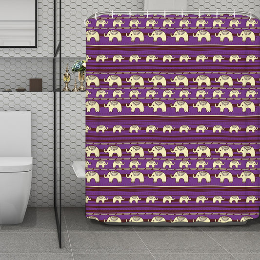 Cute Indian Tribal Elephant Print Polyester Shower Curtain