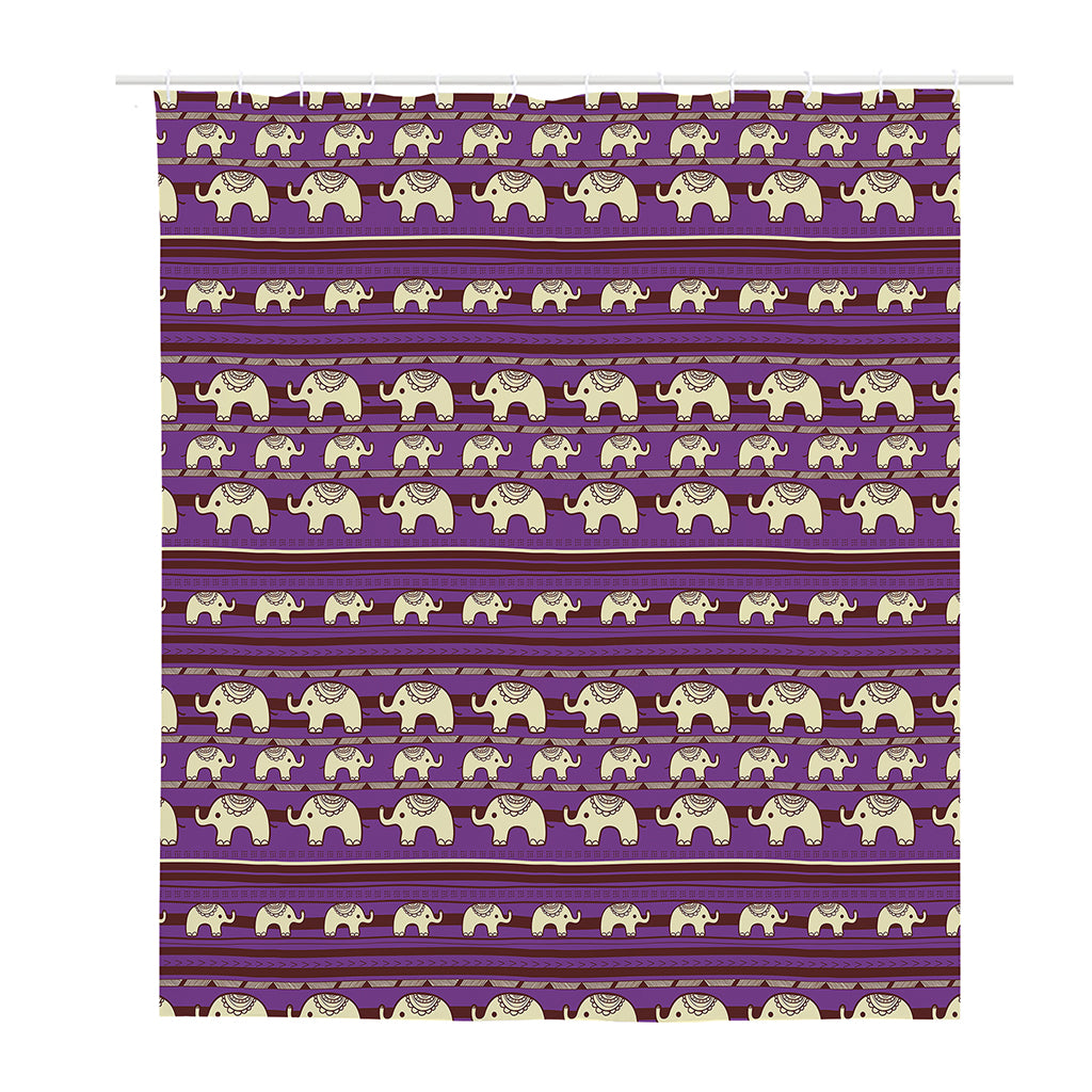 Cute Indian Tribal Elephant Print Polyester Shower Curtain