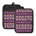 Cute Indian Tribal Elephant Print Pot Holders With Pocket