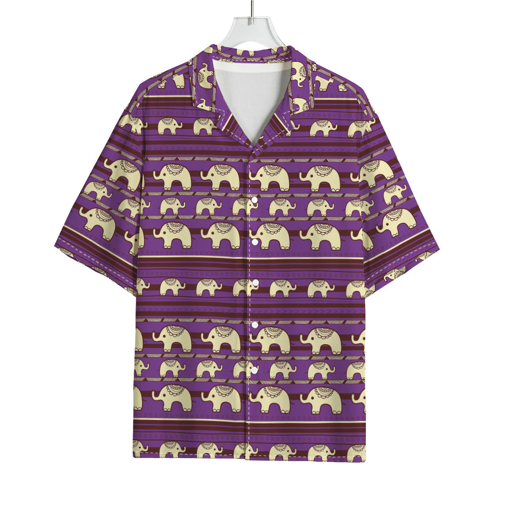 Cute Indian Tribal Elephant Print Rayon Hawaiian Shirt